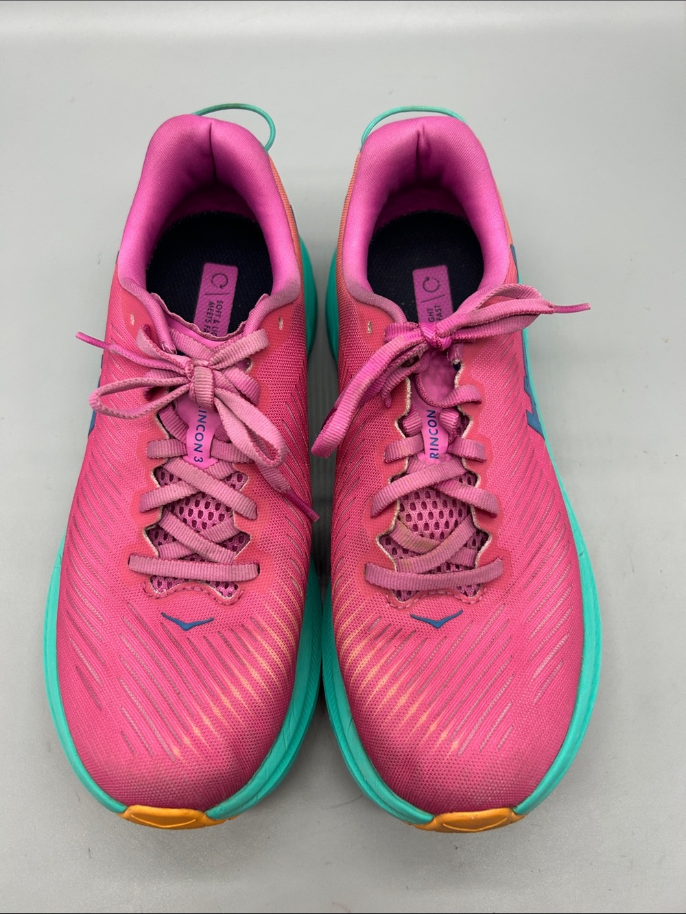 Hoka One One Rincon 3 Pink & Teal Women's Running Sneakers Size 7.5B - Picture 4 of 8
